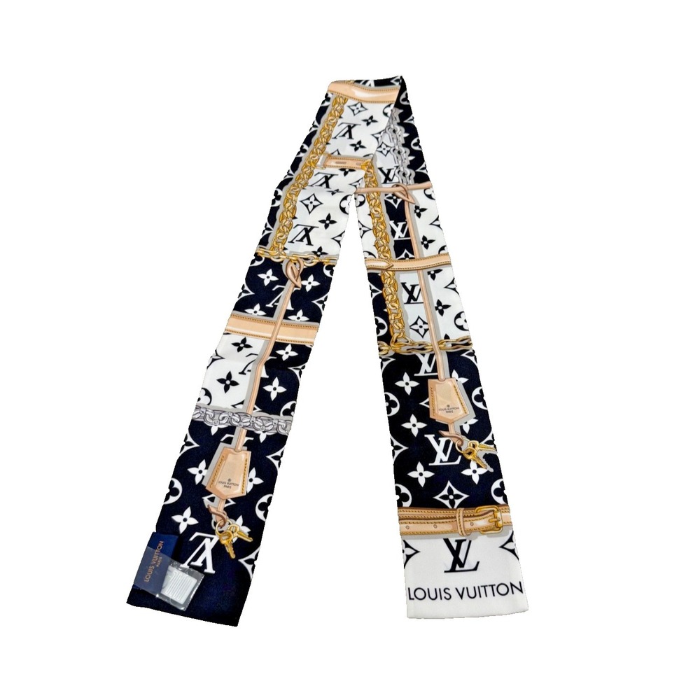 Louis Vuitton Silk Monogram‎ Confidential Scarf Bandeau Paris M78656 NWT in Box
